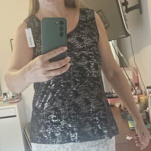 Chico's Size 2 NW, US Size Size L Sequin Black Sleeveless Top